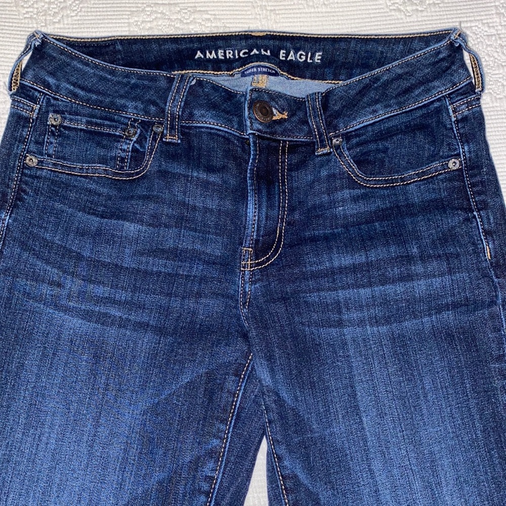American Eagle Favorite Boyfriend Stretch Dark Wash Jeans size 6 X-short Petite!
